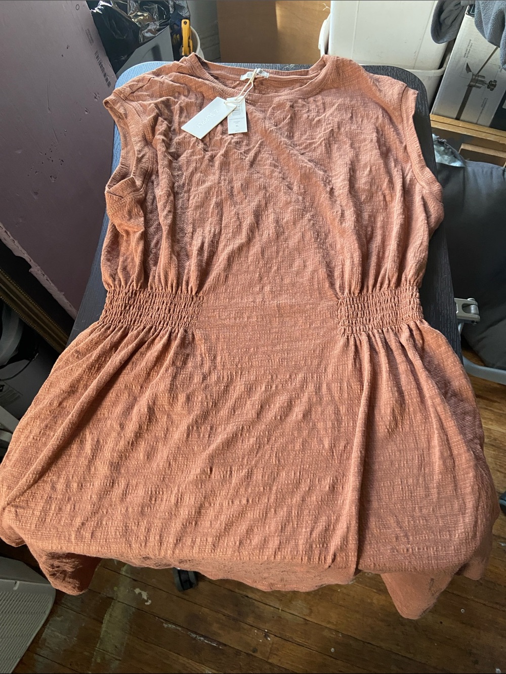 Z supply Women's Rust Smocked Waist Dress